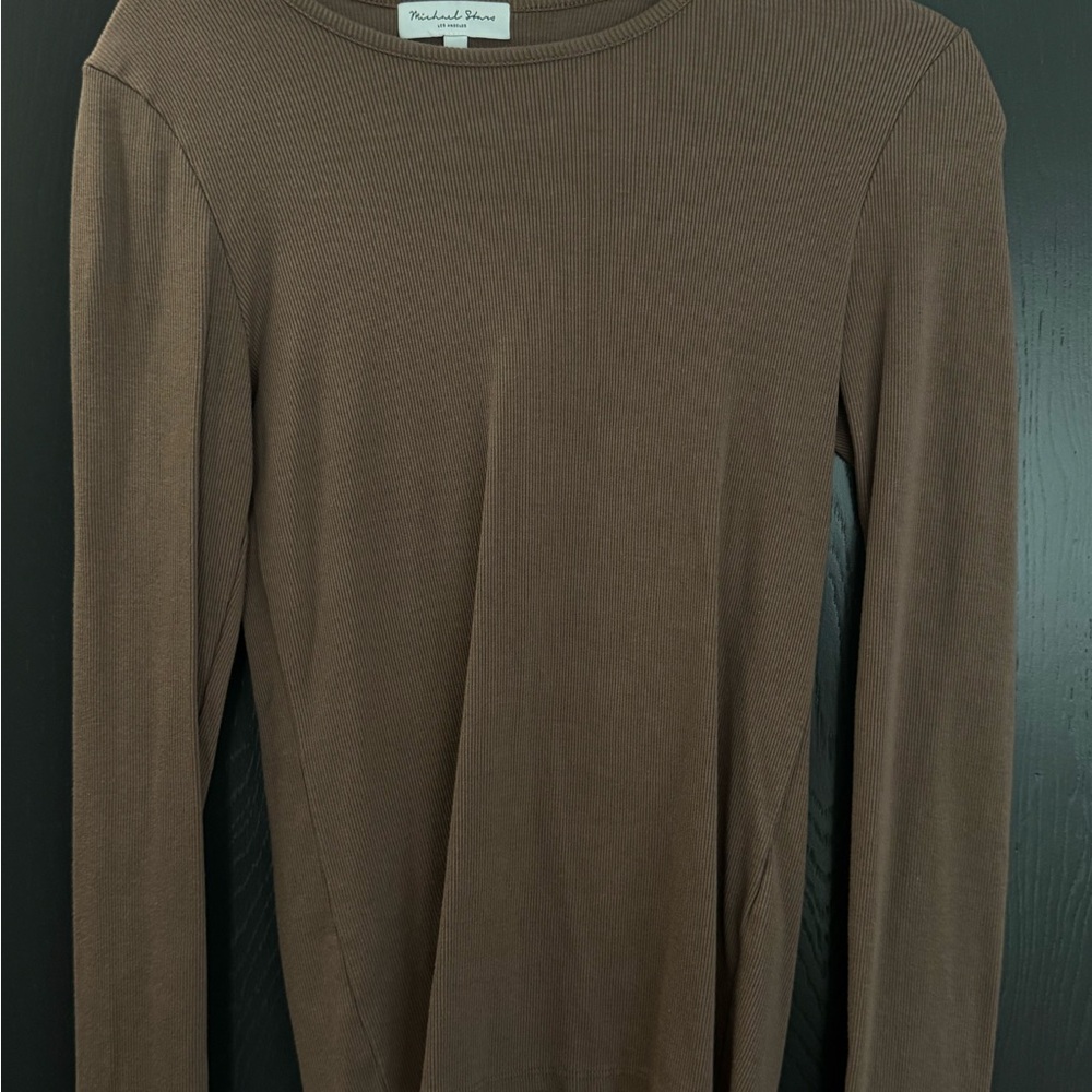 Michael Stars Taupe Ribbed Top